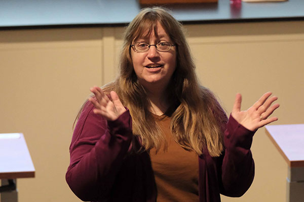 Jennifer Blue teachers during a physics course